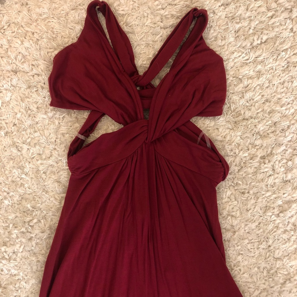 Burgundy Strappy Full Length Dress